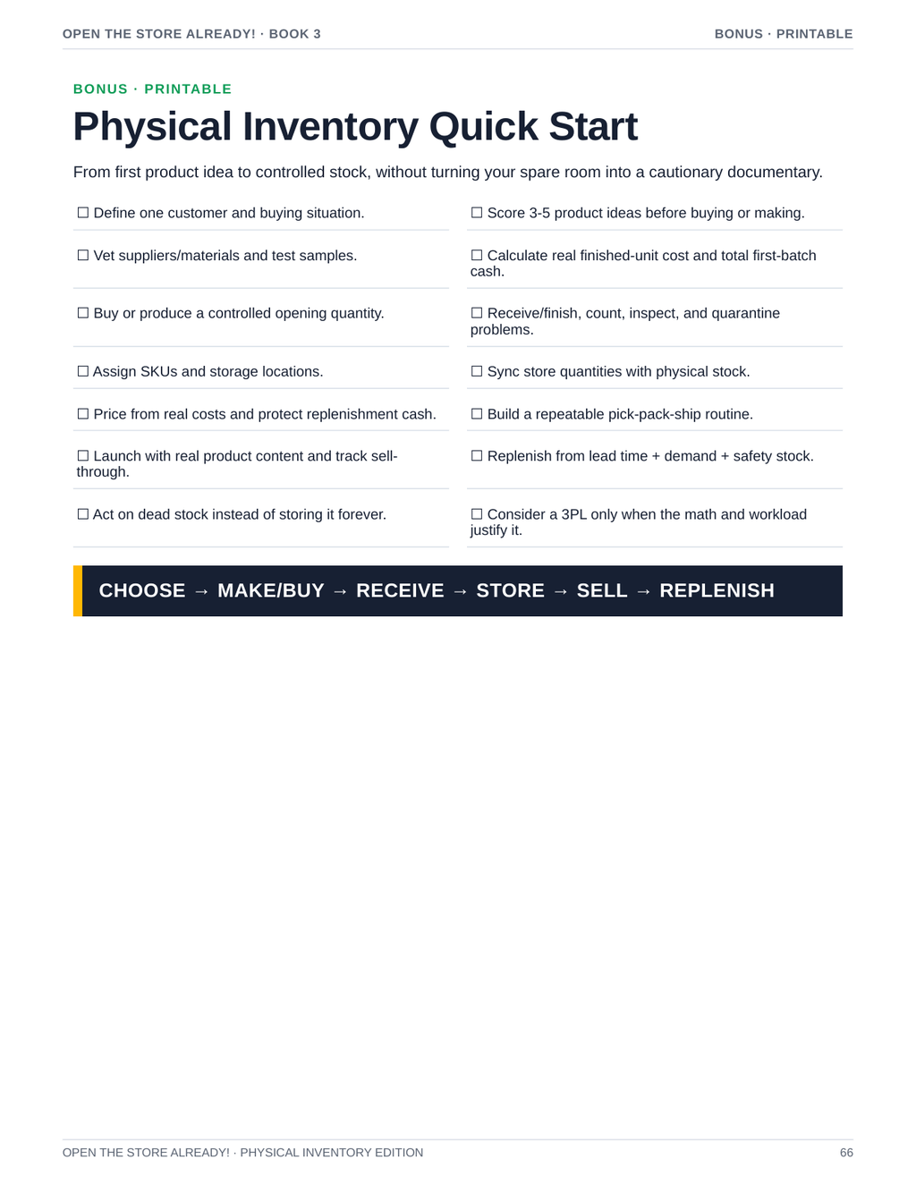 Inside the Physical Inventory guide: printable quick-start checklist